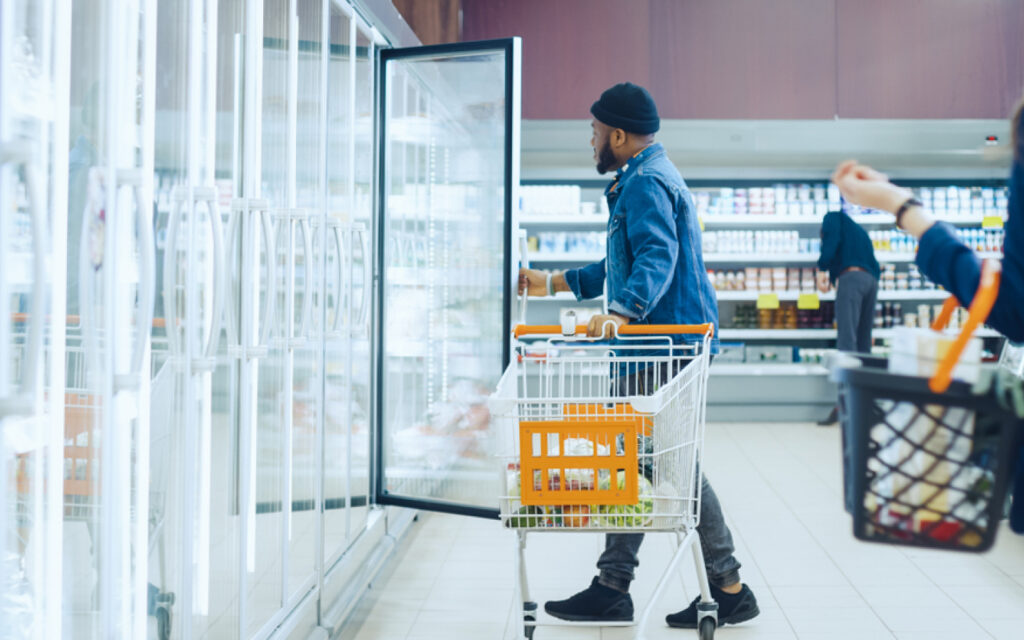 man grocery shopping